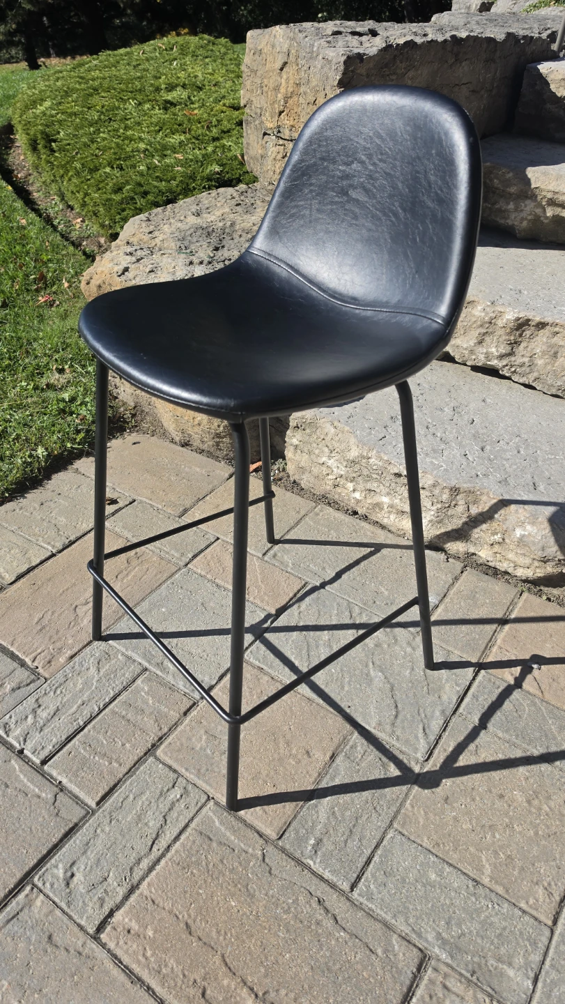 Kody Vegan Leather Bar & Counter Stool (Set of 2) Black - photo 3