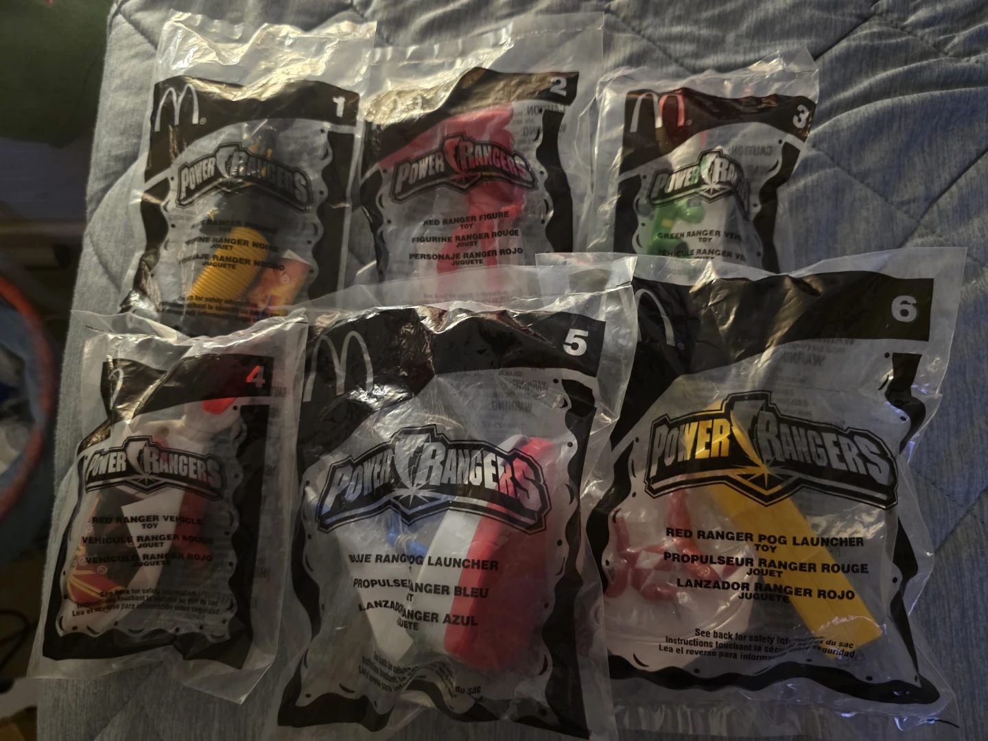 Complete Set of 6 McDonald's Power Rangers Toys