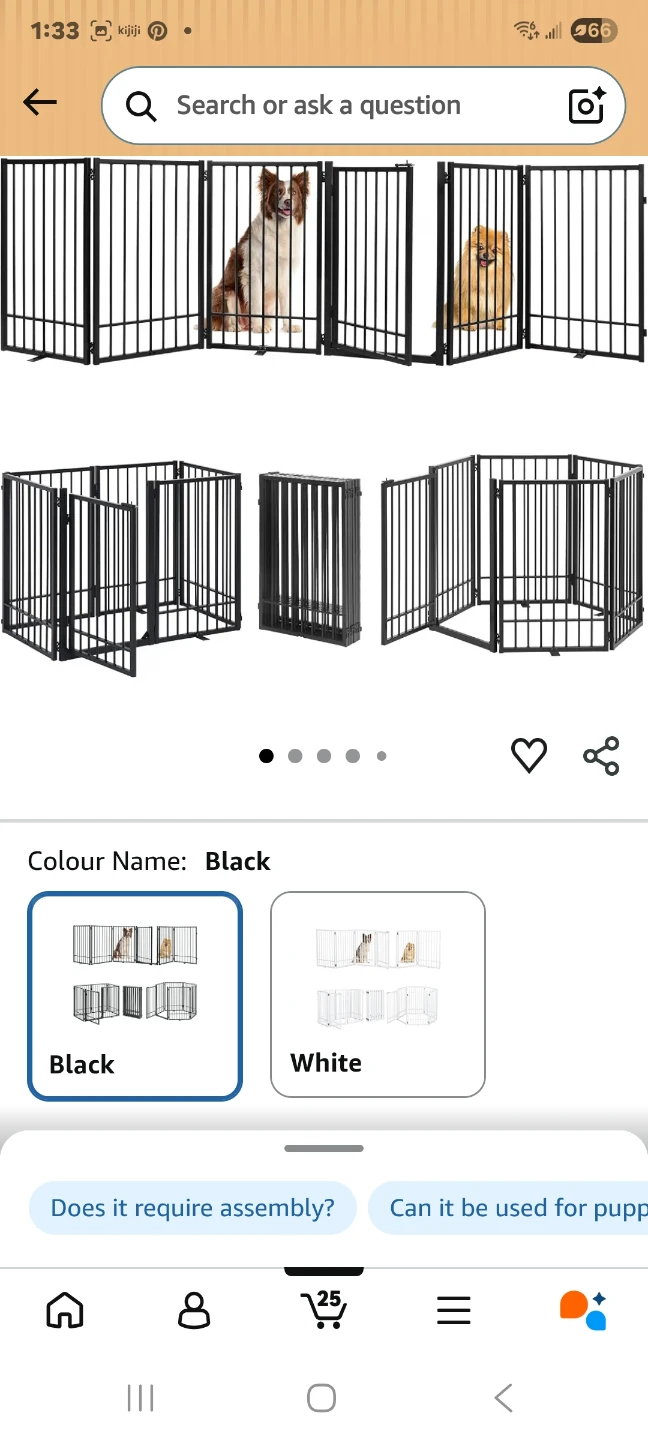 Bnib HIDOG Freestanding Pet Gate with Door - Black - photo 2
