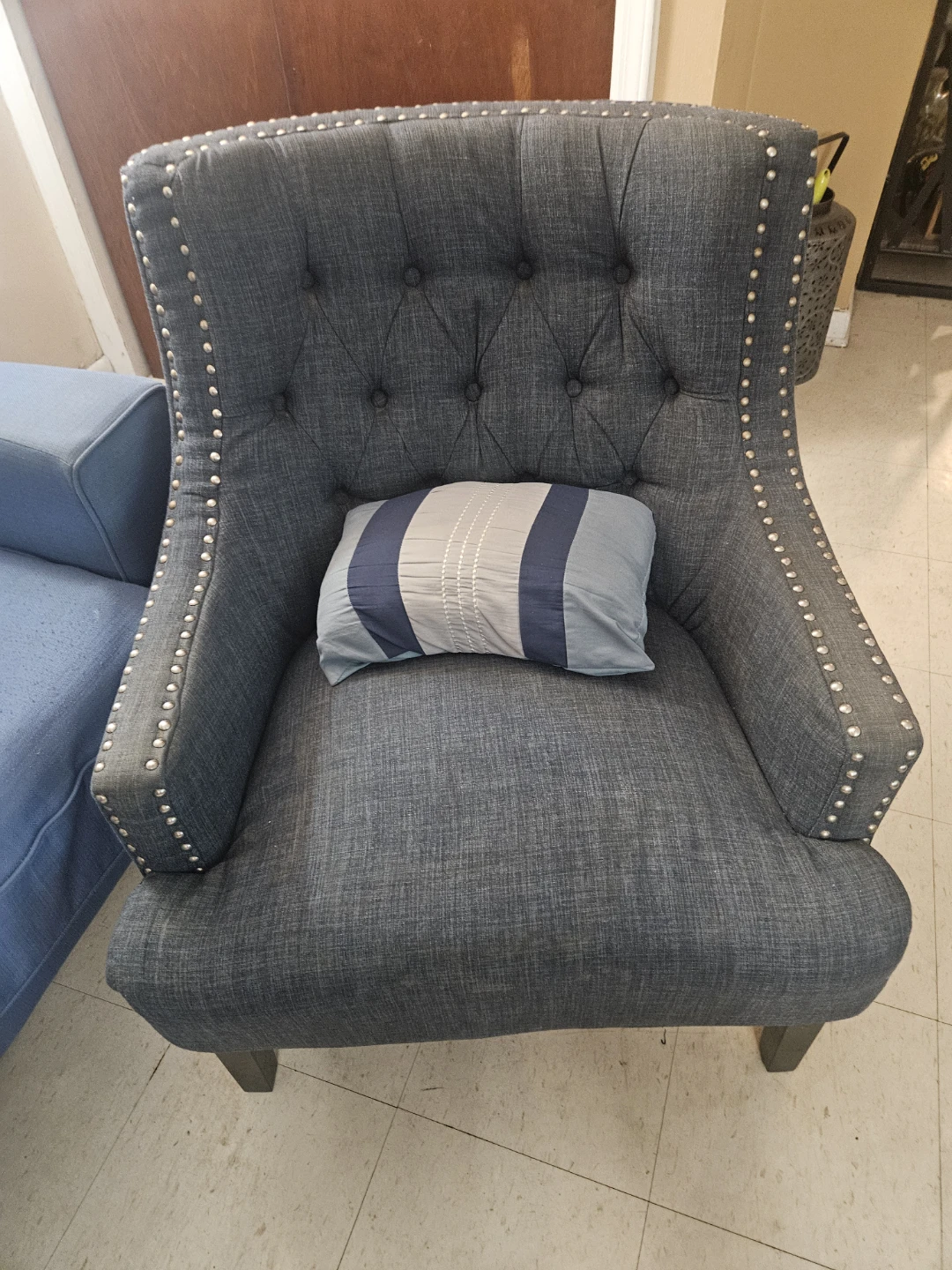 Tufted Accent Chair with Nailhead Trim