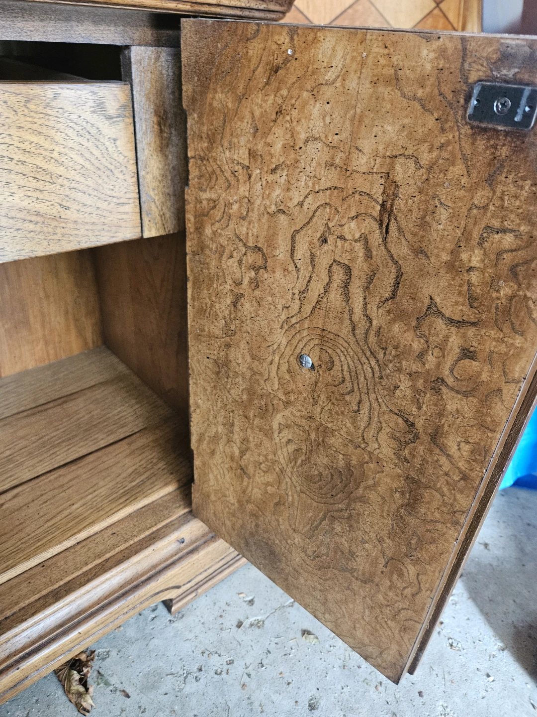 Wooden Side Table with Drawer and Cabinet - photo 2