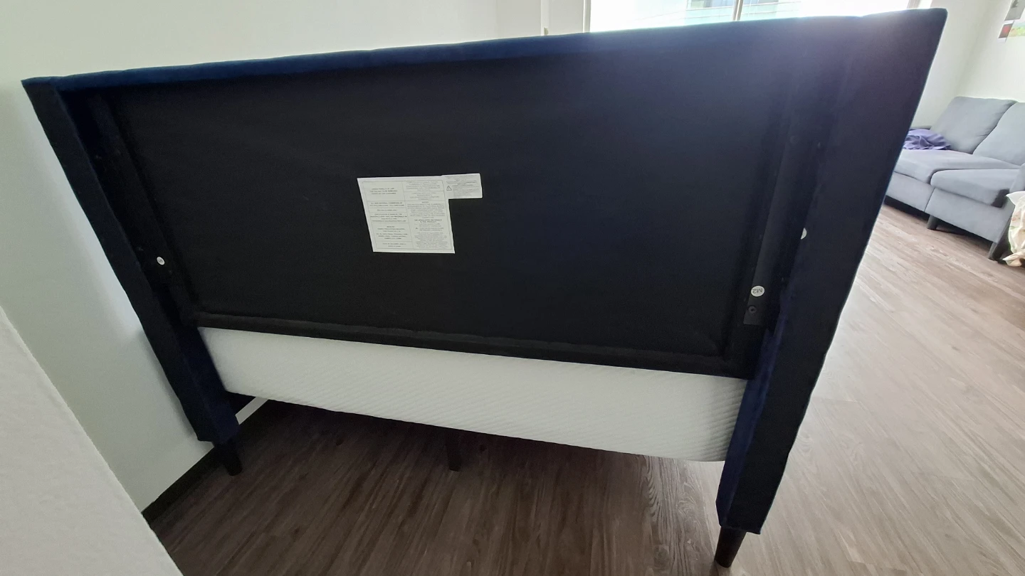 Navy Velvet Upholstered Platform Bed - photo 3