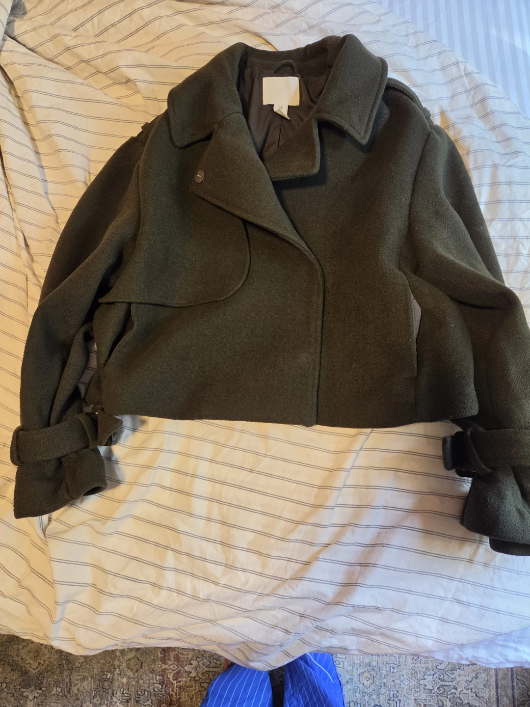 H&M Olive Cropped Wool-Blend Jacket - photo 3