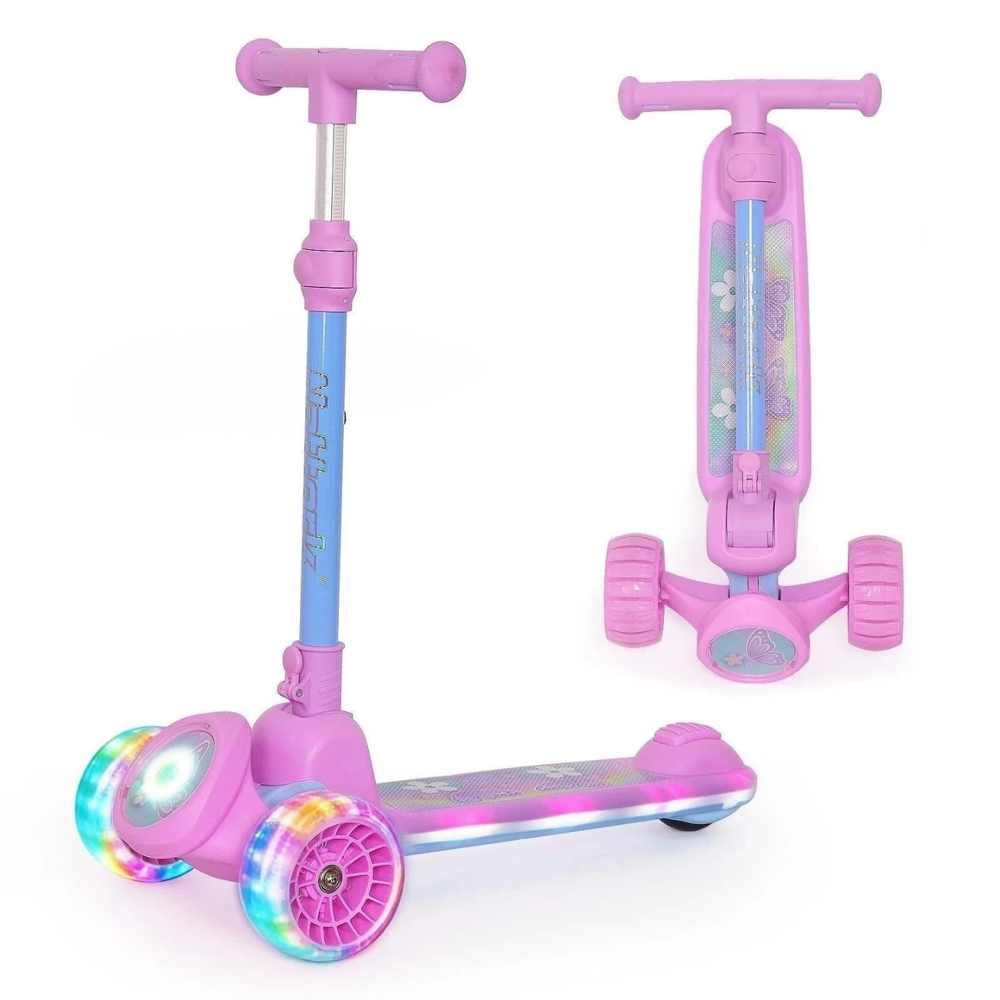 New><Kids Adjustable Folding Kick Scooter - Pink Butterfly - photo 2