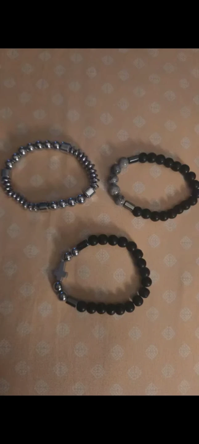 Set of Men's Three Beaded Bracelets