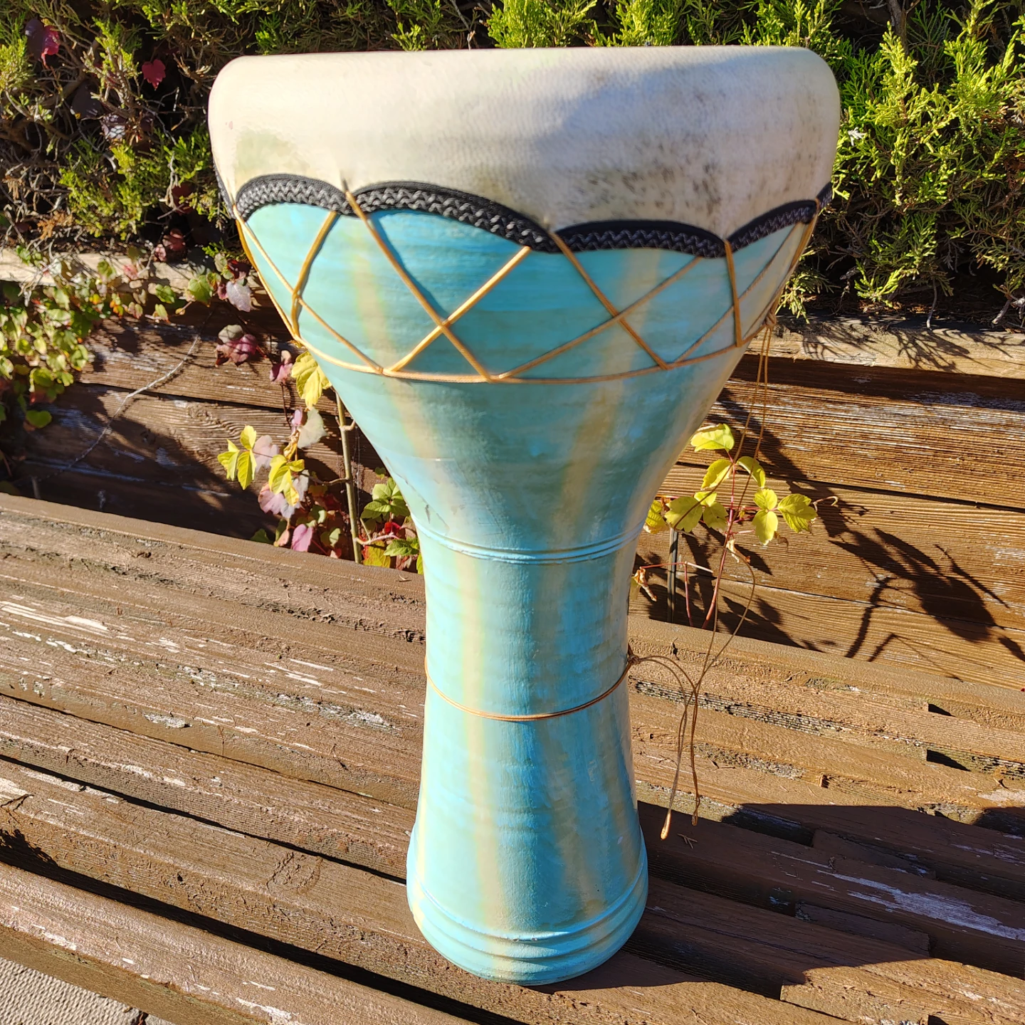Ceramic Djembe Drum Blue