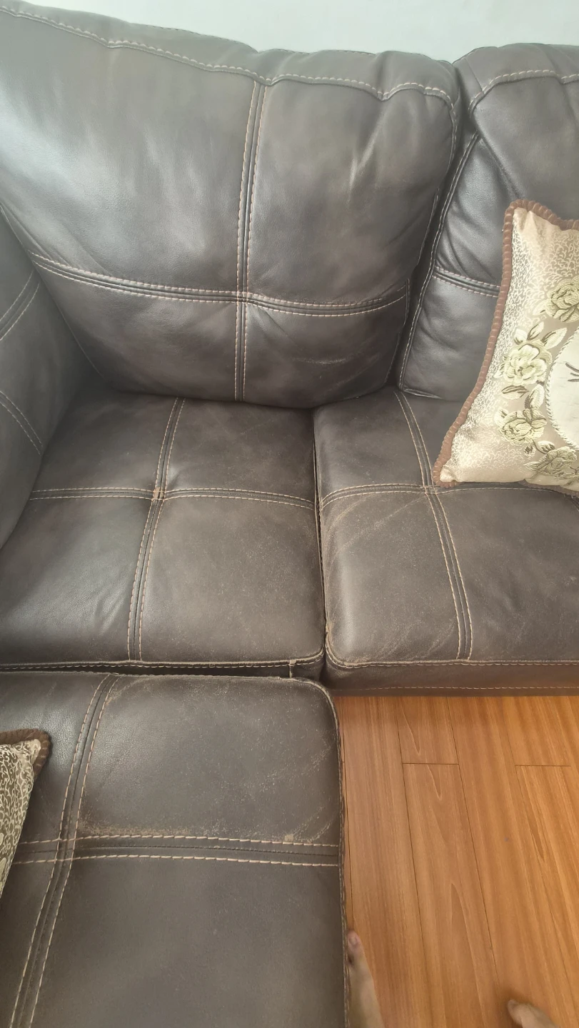 Dark brown faux leather sectional sofa - photo 3