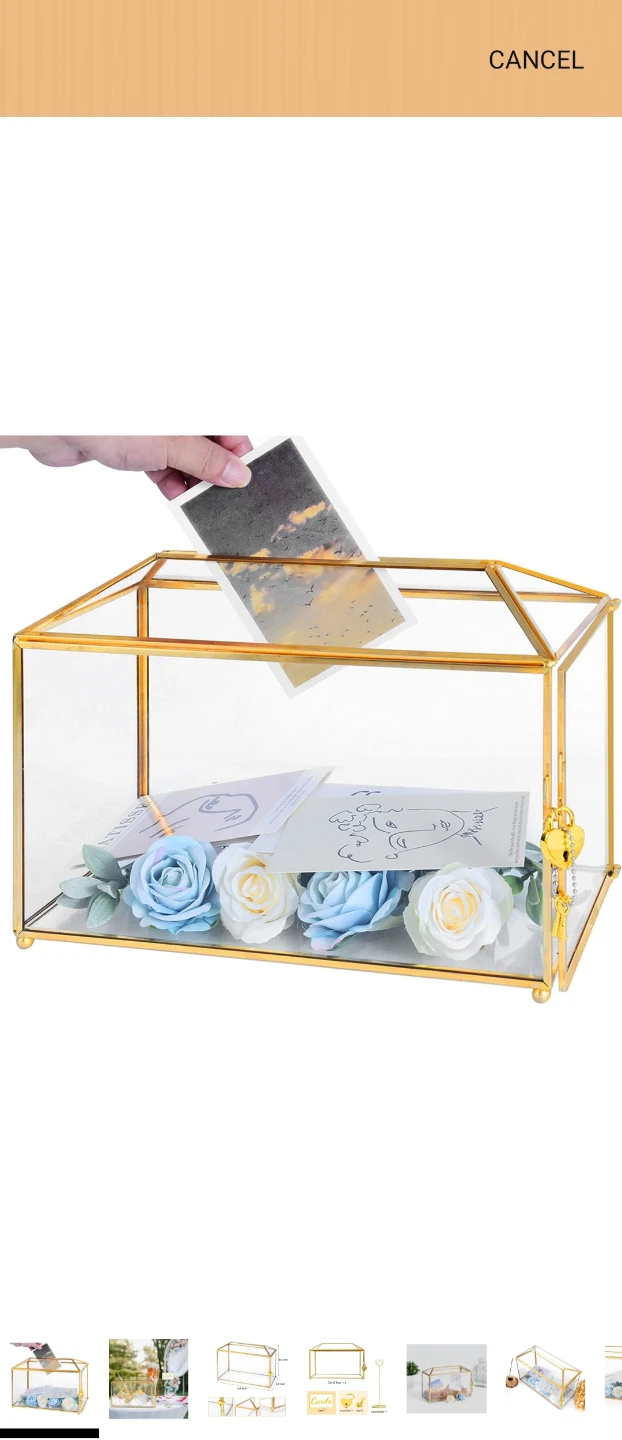 Glass and Gold Wedding Card Box