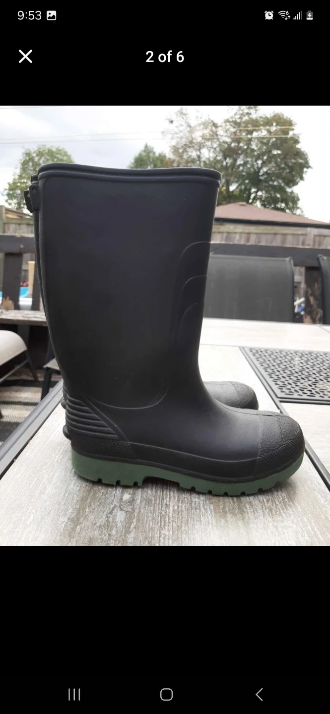 Kids Black Rain Boots Size 3 - photo 2