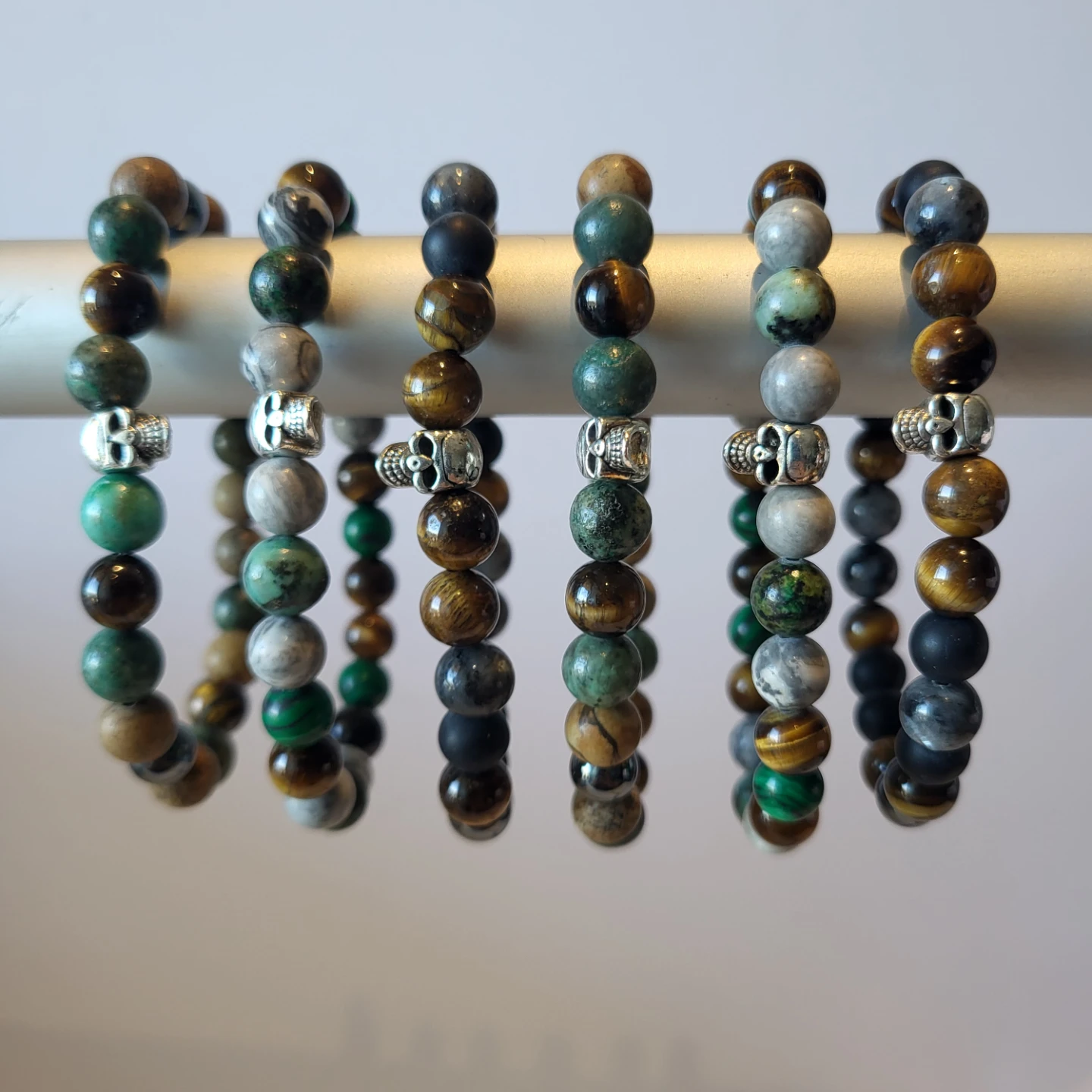 Set of 10 men's Skull Beaded Bracelets - photo 2