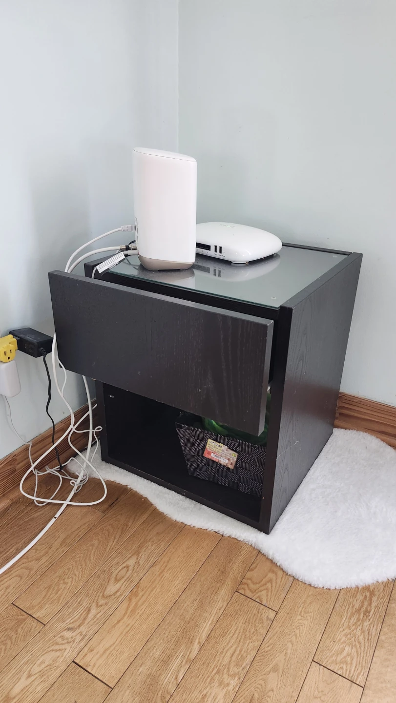 Black Nightstand with Glass Top