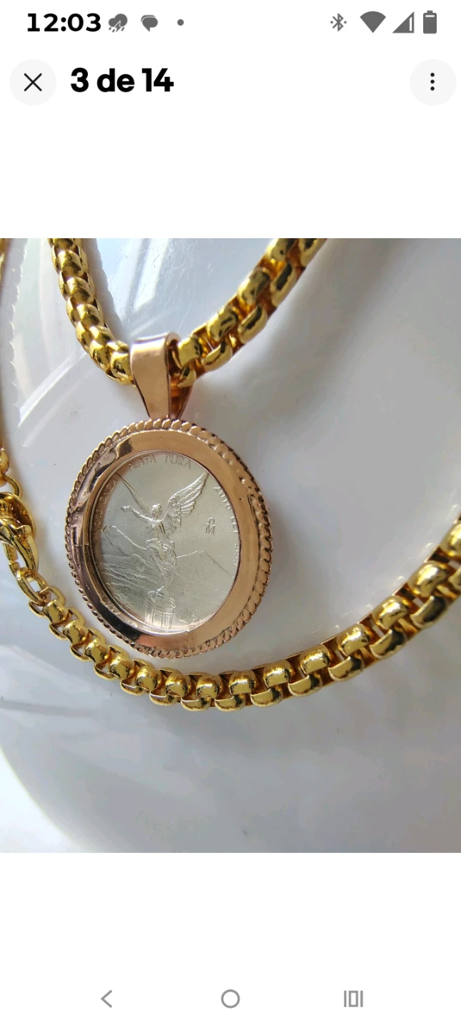Collar chapado de oro con moneda libertad de México