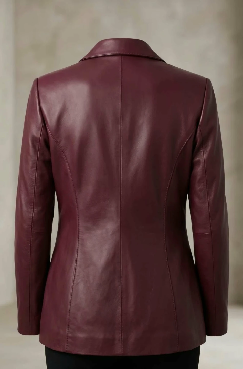 Burgundy Leather Blazer - photo 2