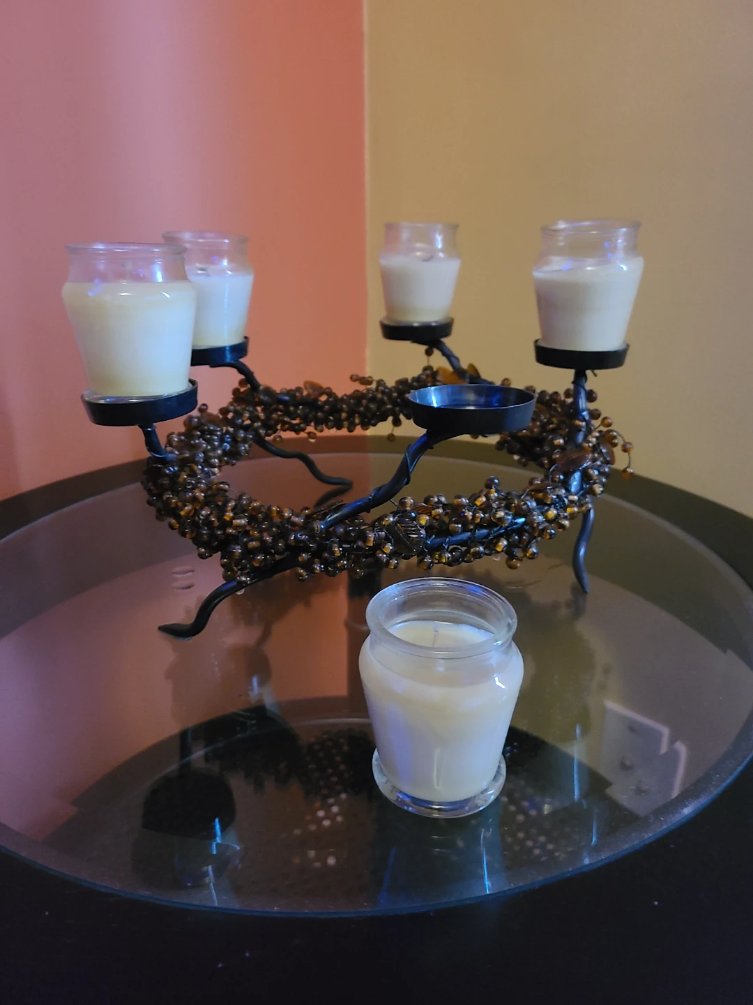 Decorative Bead Candle Wreath with Candle Holders - photo 5