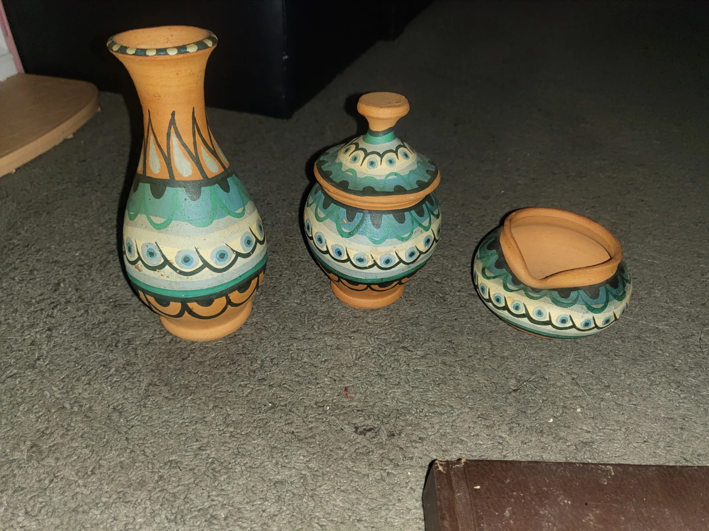 Decorative Hand-Painted Clay Pottery Set