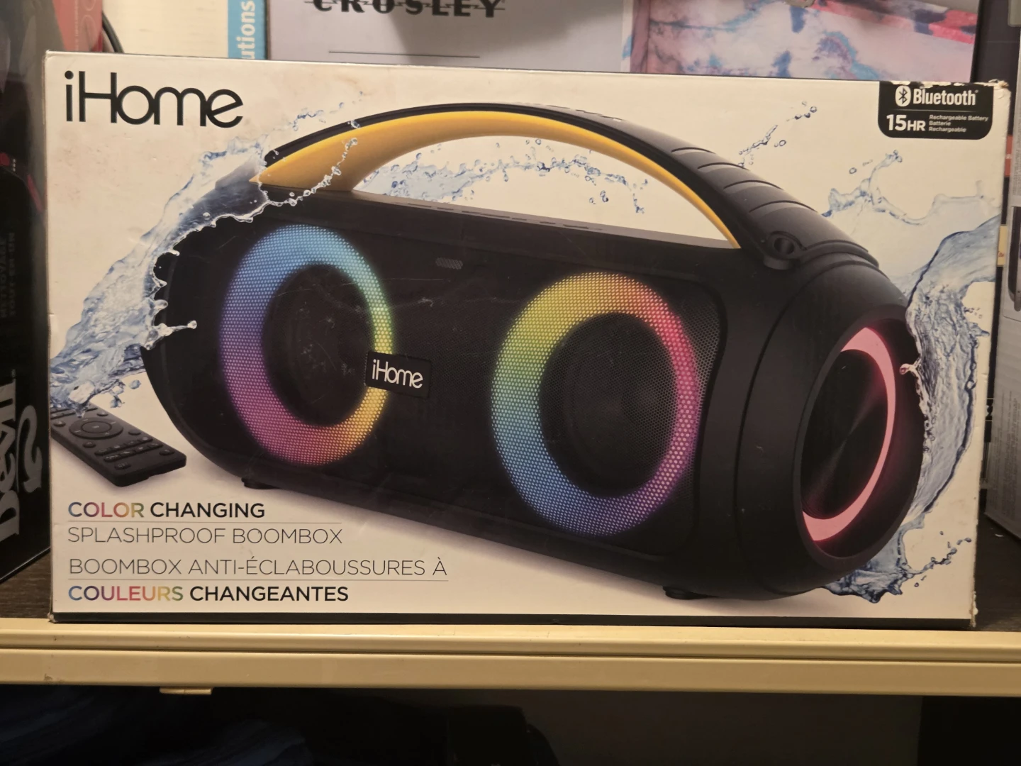 iHome Color Changing Splashproof Bluetooth Boombox