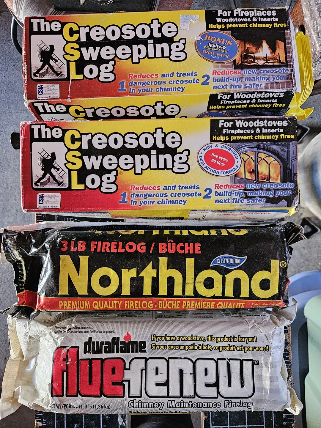 Assorted Creosote Sweeping and Northland Firelogs