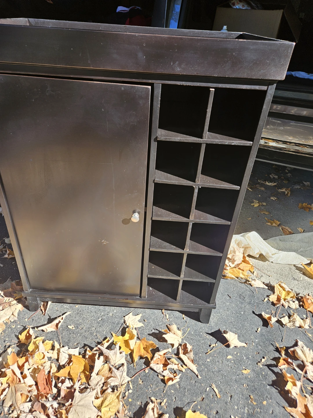 Dark Brown Storage Cabinet with Wine Rack - photo 2