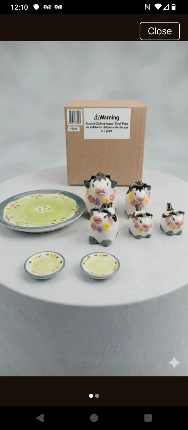 Ceramic Cow Miniature Figurine Set