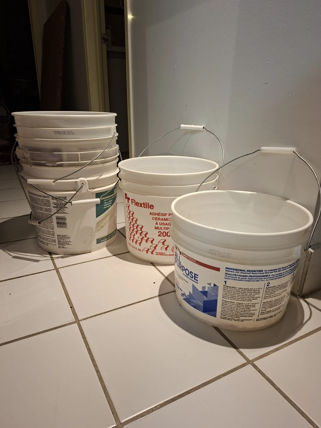 Set of 5 Empty Plastic Pails