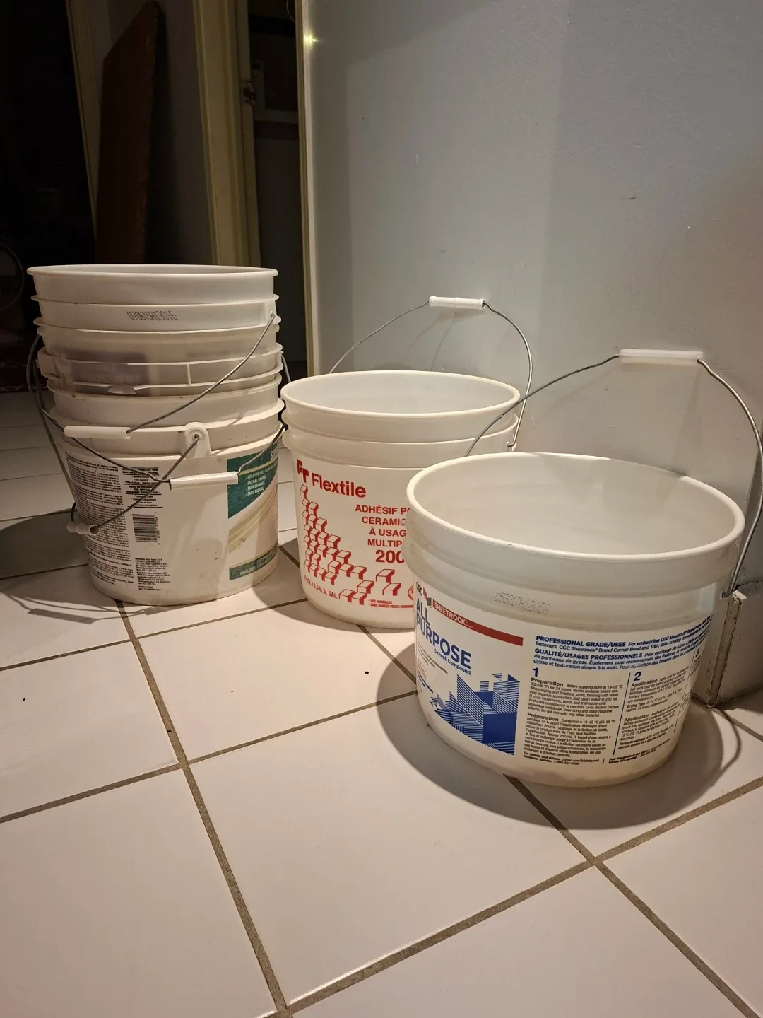 Set of 5 Empty Plastic Pails