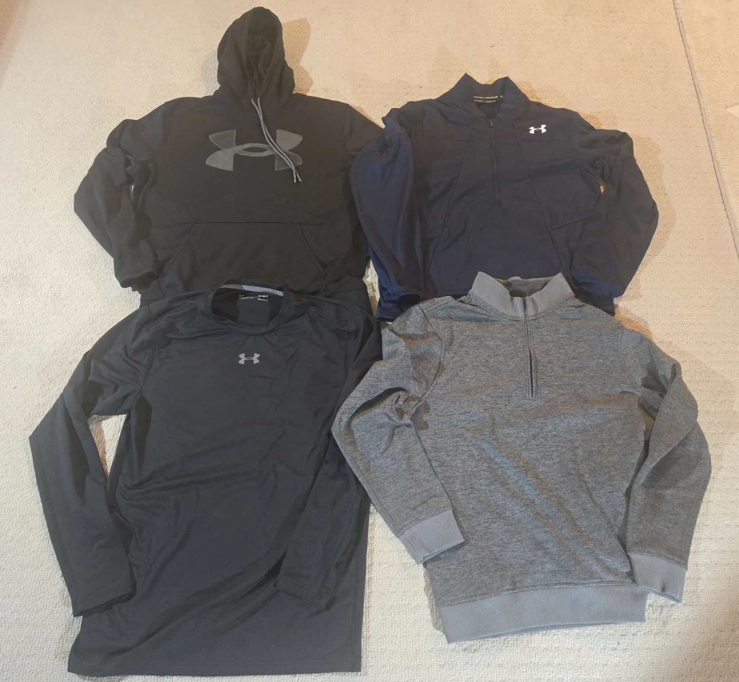 COLDGEAR Under Armour Men's Med Hoodie, Shirt & 2 Zip-Up Mocks.