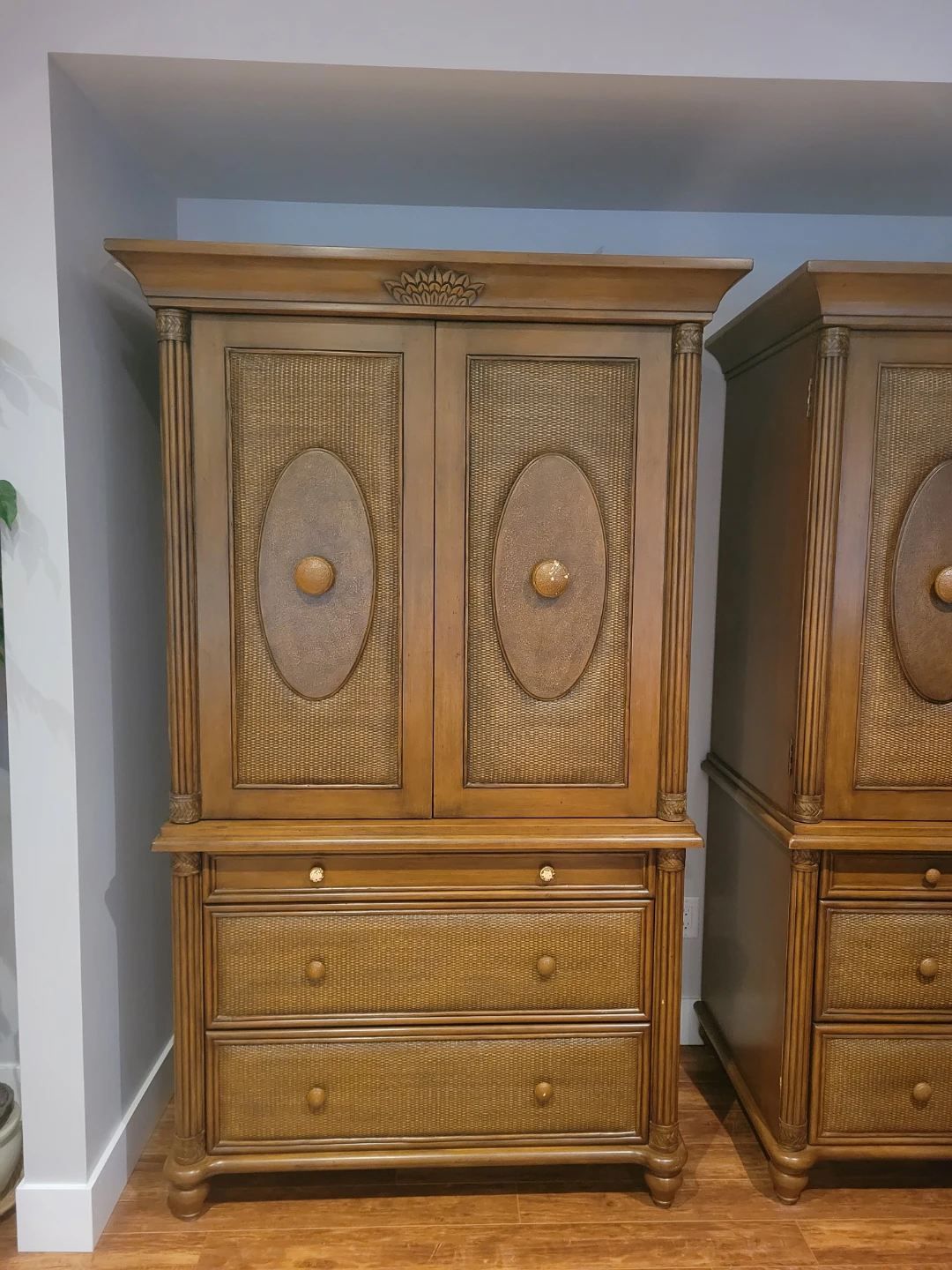 Wooden Armoire with Drawers set of 2