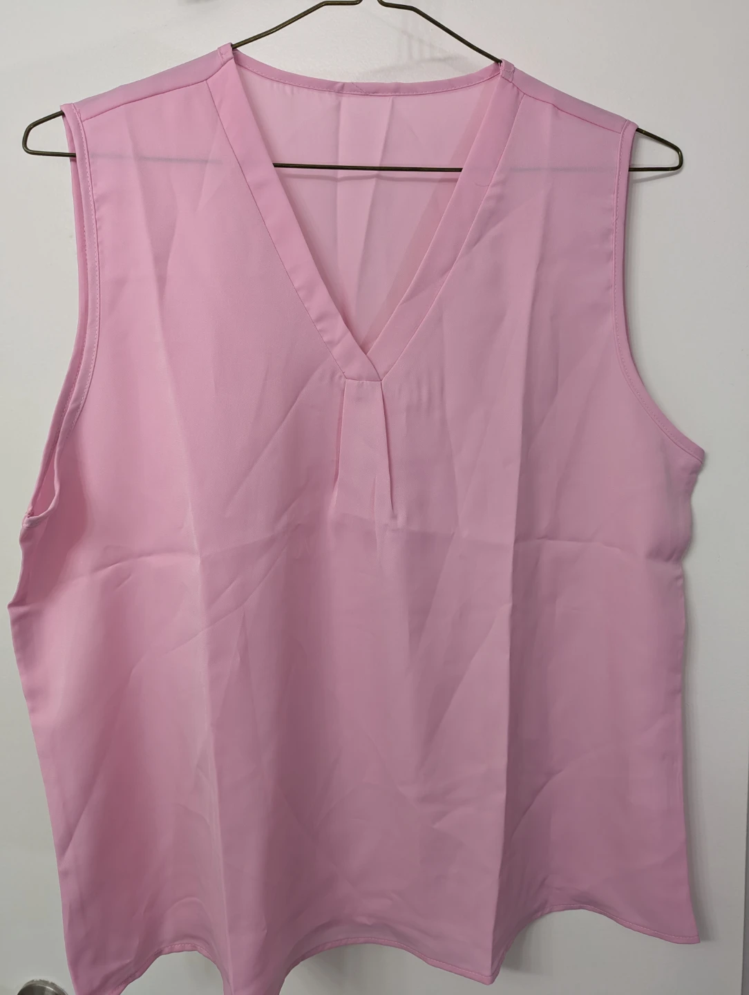 Pink V-Neck Sleeveless Blouse
