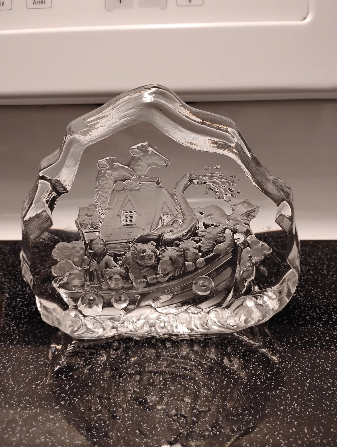 Crystal Glass Noah's Ark Figurine