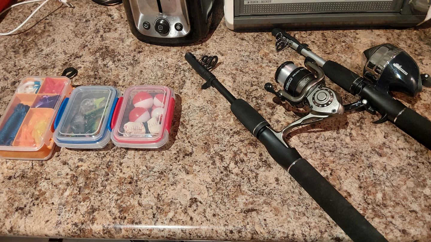 Zebco Fishing Rod and Reel Combo with Tackle and Net