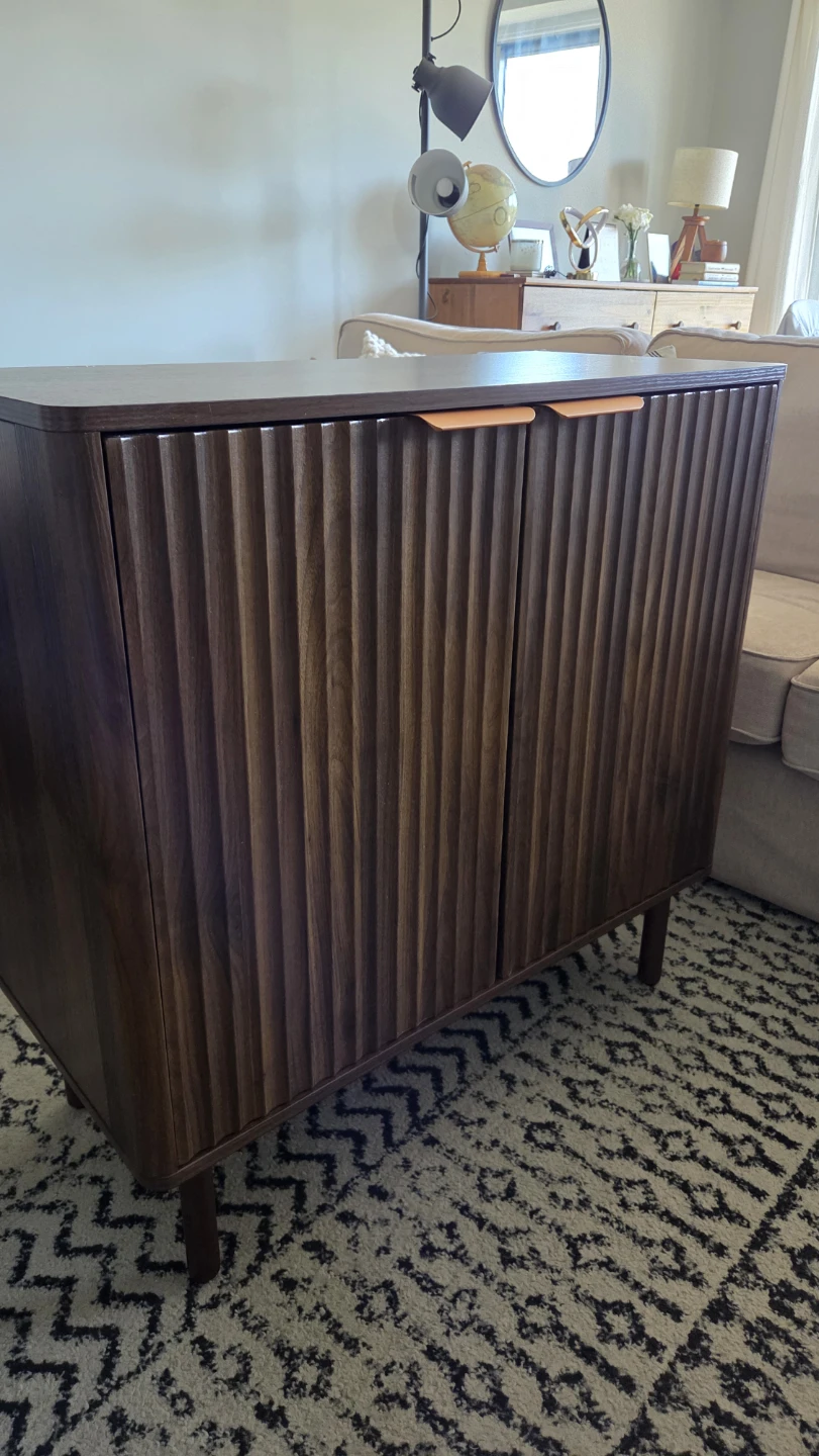 Mid-Century Walnut Storage Cabinet w/ 2 Shelves *new