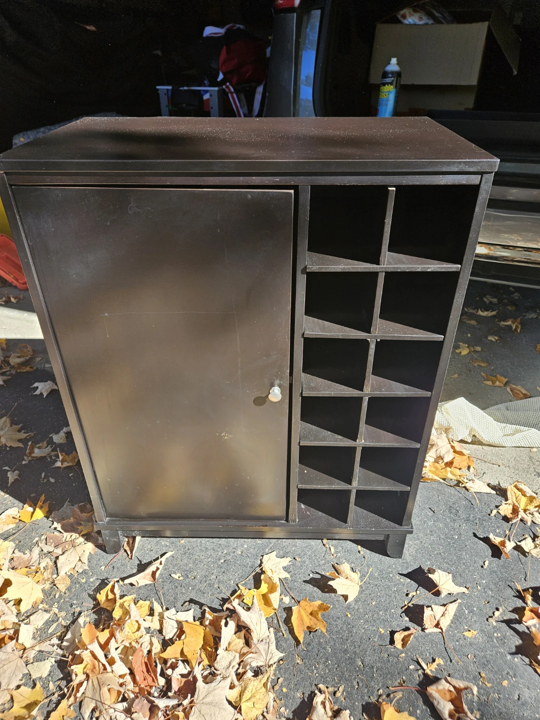 Dark Brown Storage Cabinet with Wine Rack