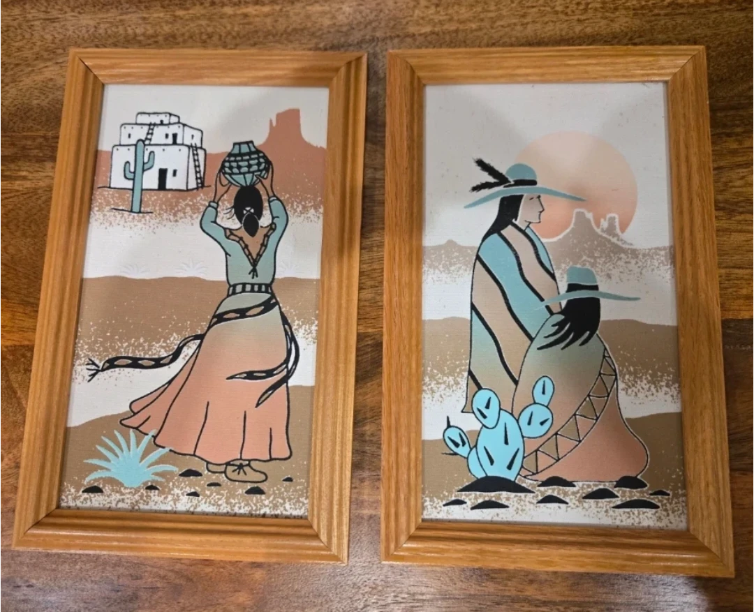 Southwestern Desert Style Framed Wall Art Set