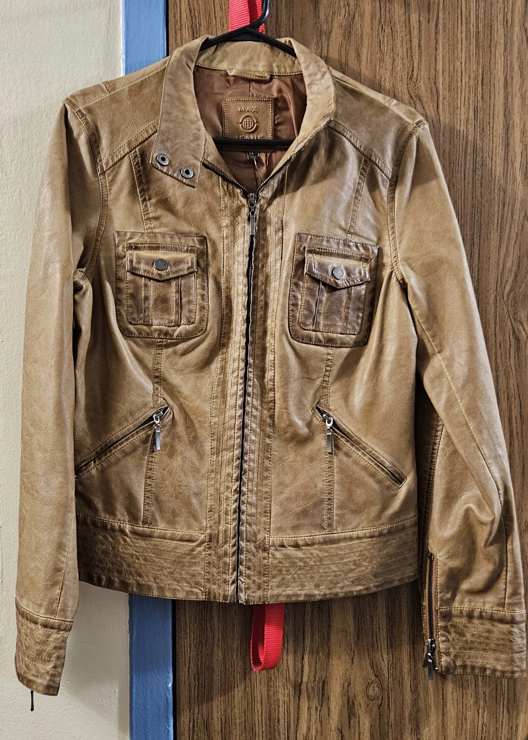 Max Jeans Women’s Brown Faux Leather Jacket – Size Medium