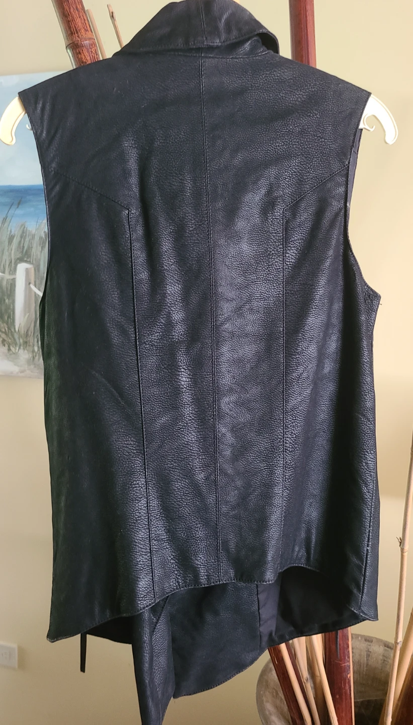 H&M DIVIDED Black Faux Leather Moto Vest - photo 3