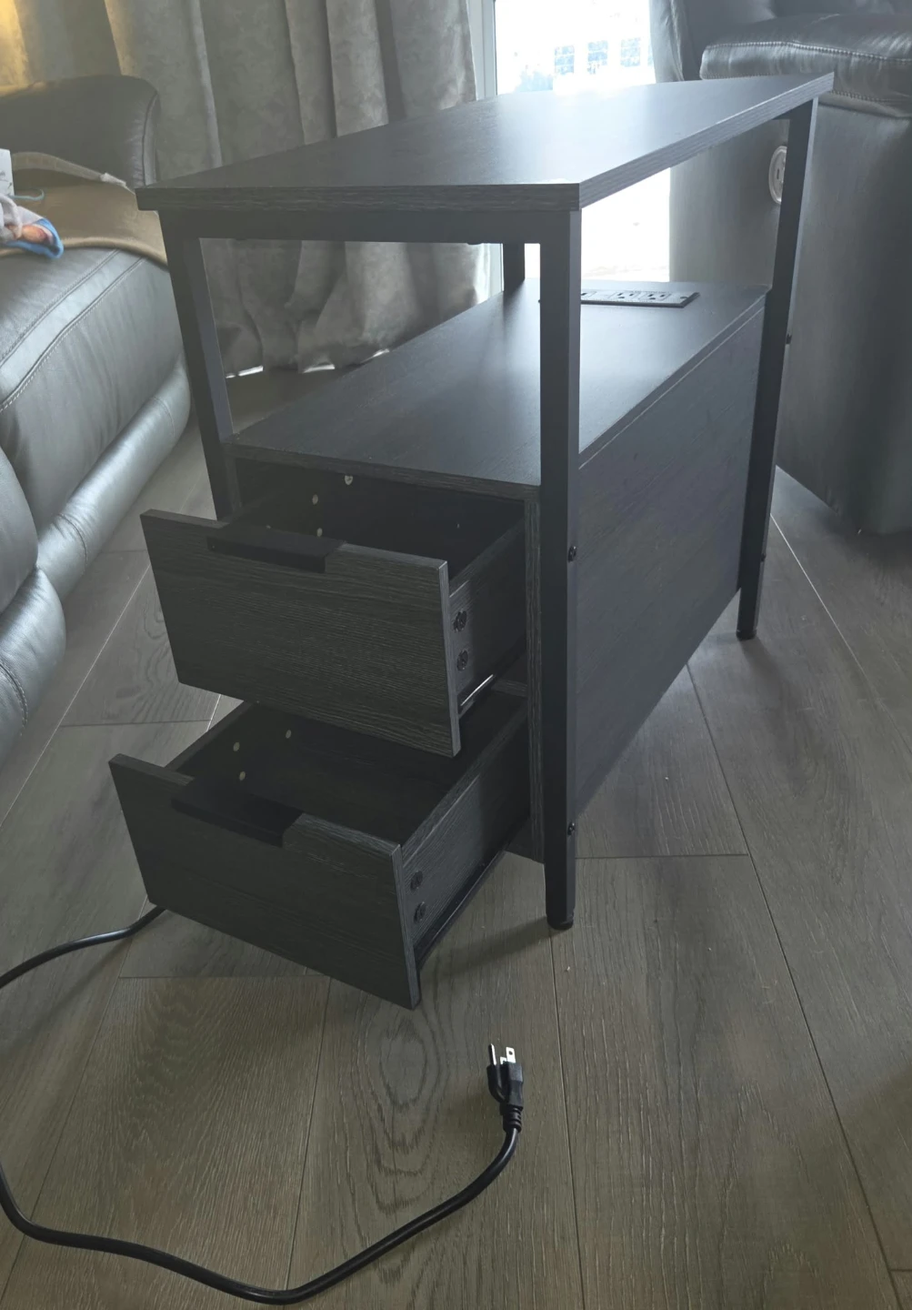 Black Side Table with Charging Station - photo 5