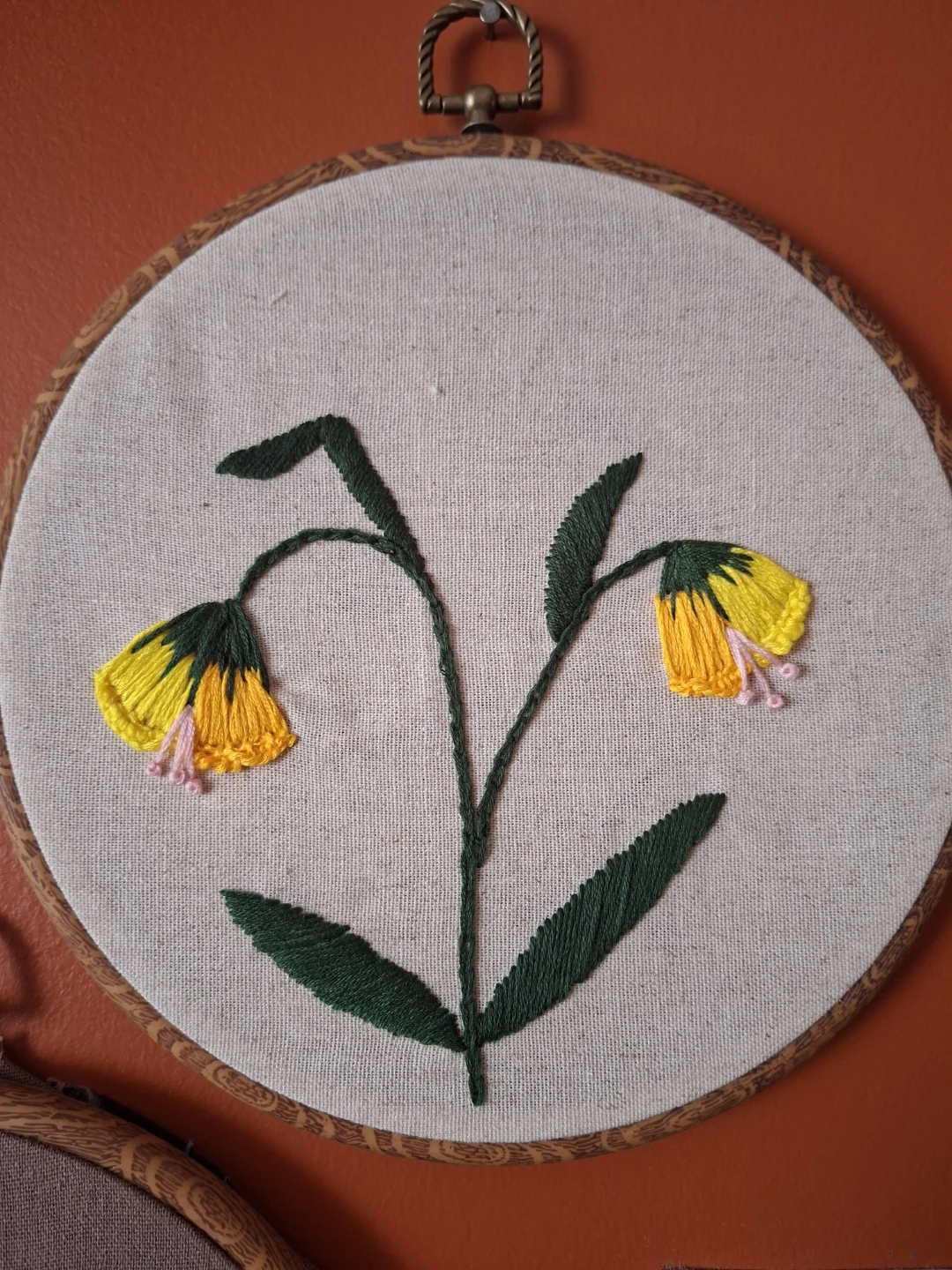Hand Embroidered Flower Hoop  8 inch