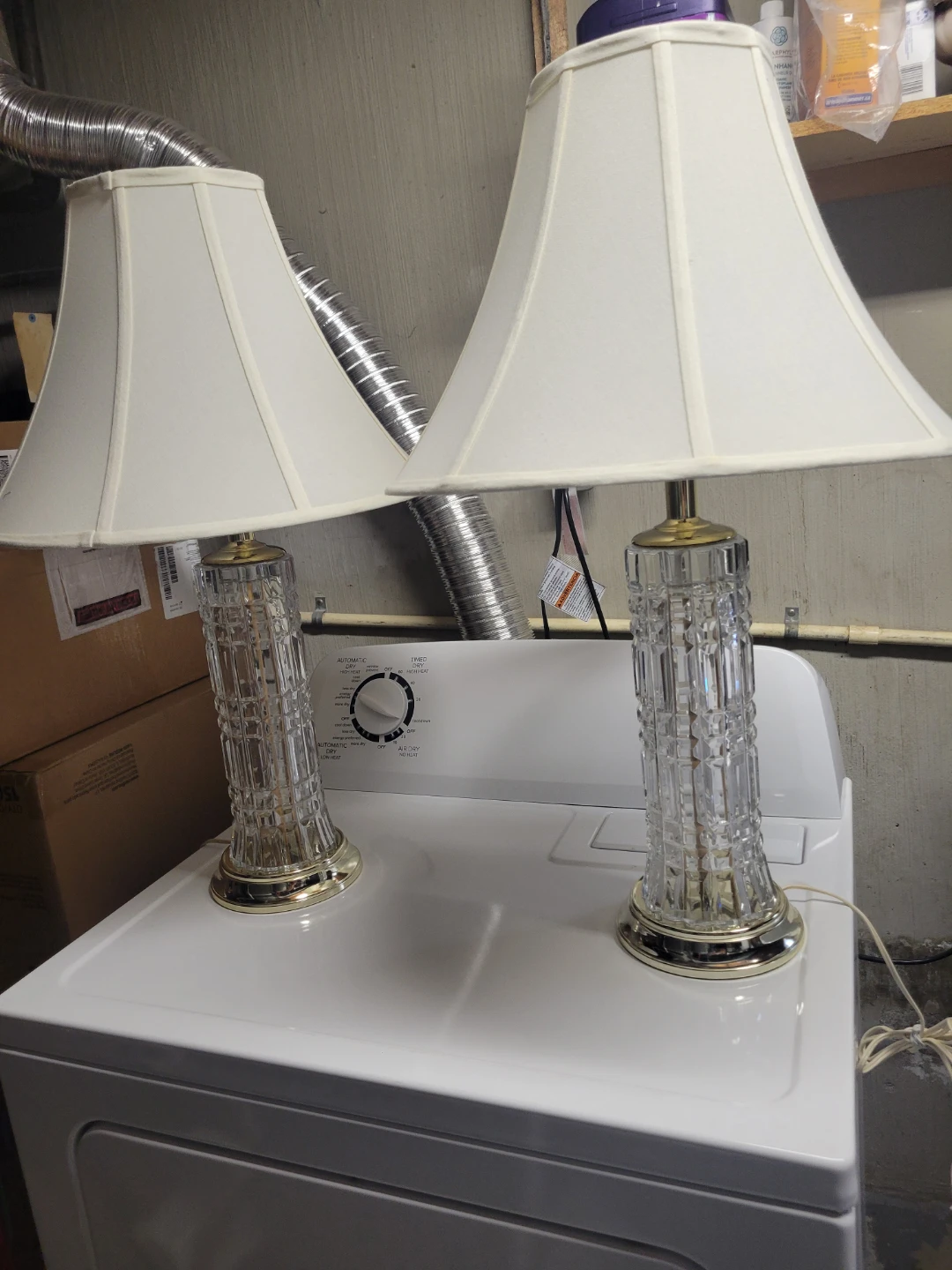 Set of Two Cut crystal glass Table Lamps