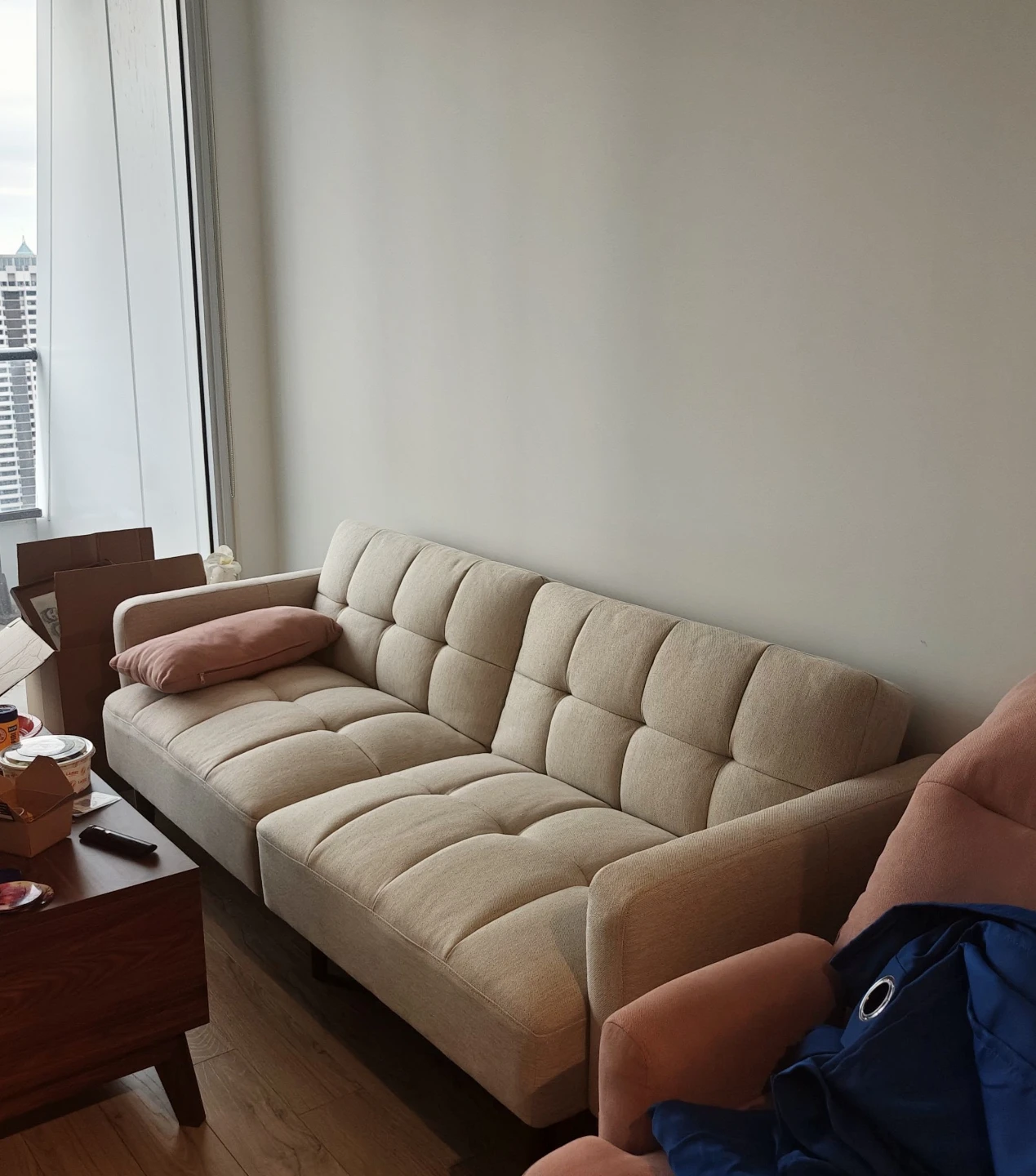 (New) Beige Tufted Sofa Bed - photo 2