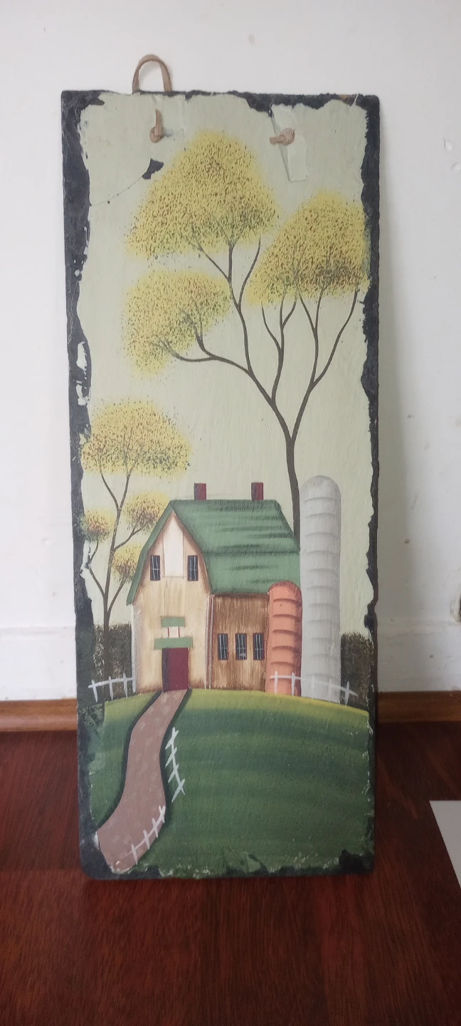 Vintage Hand Painted Farmhouse Slate Wall Hanging - photo 2