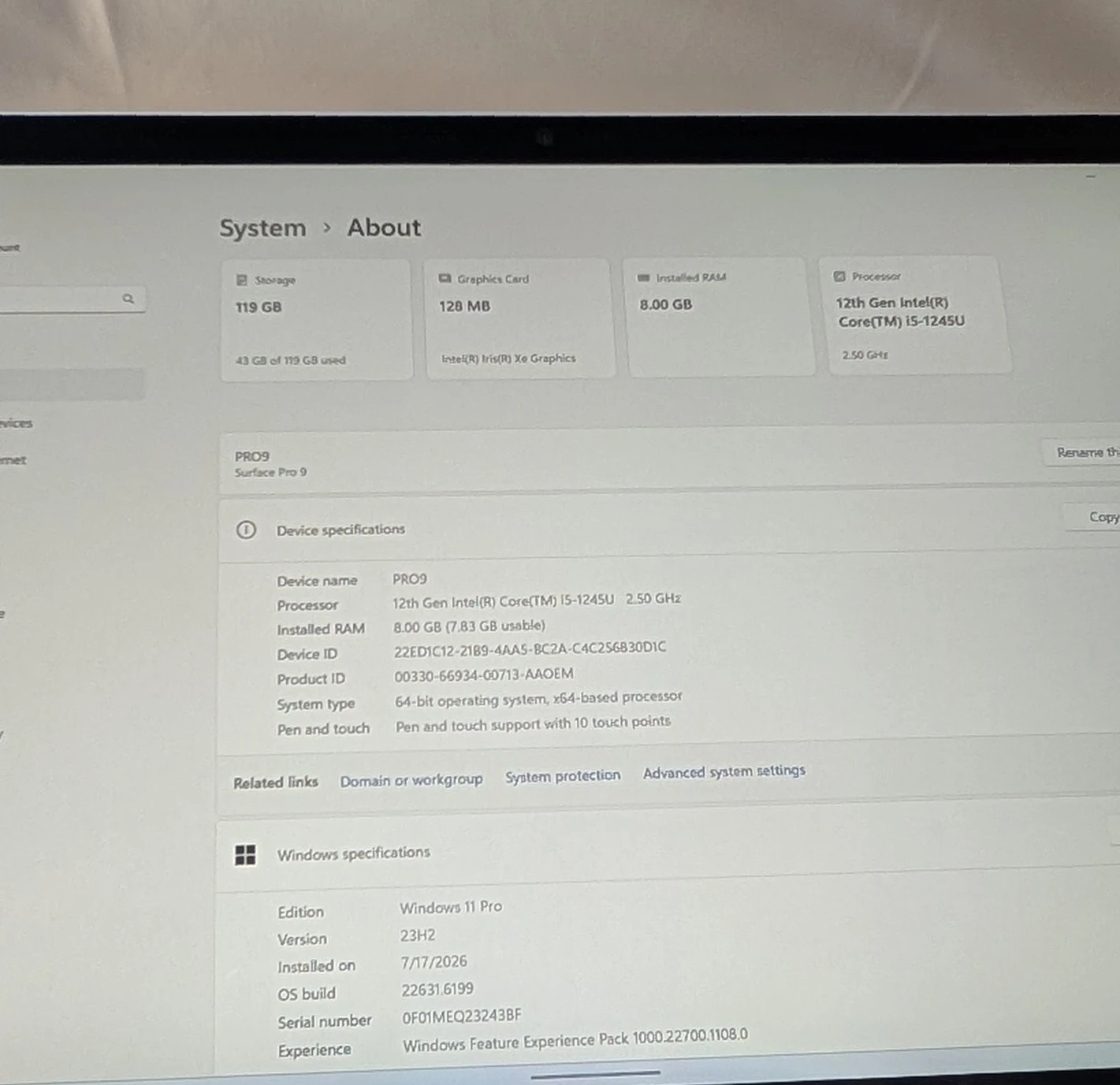 LIKE NEW MICROSOFT SURFACE PRO 9 WINDOWS TABLET - photo 2