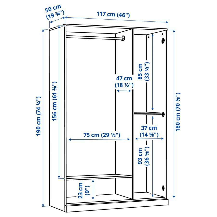 IKEA White Wardrobe with Mirrored Door - photo 3