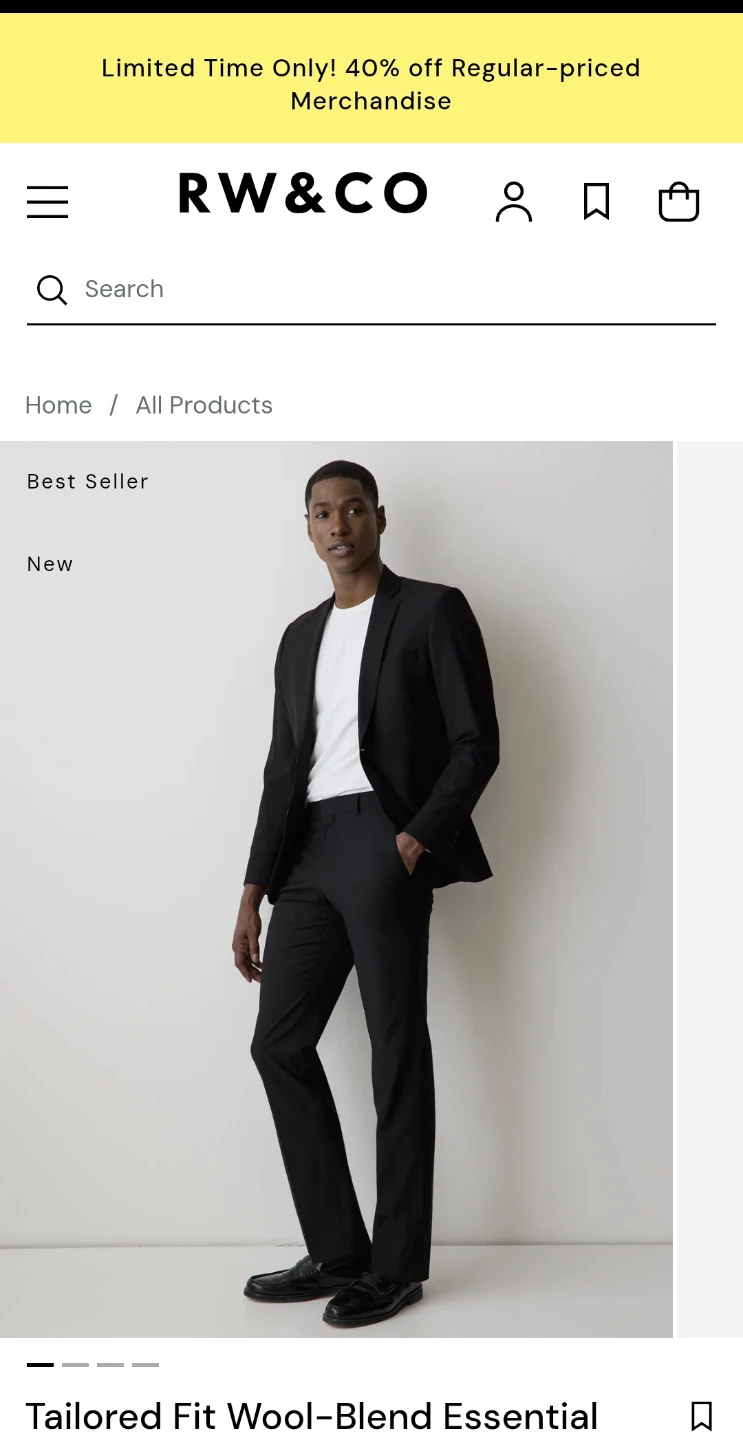 RW&CO. Tailored Fit Black Suit with Pants