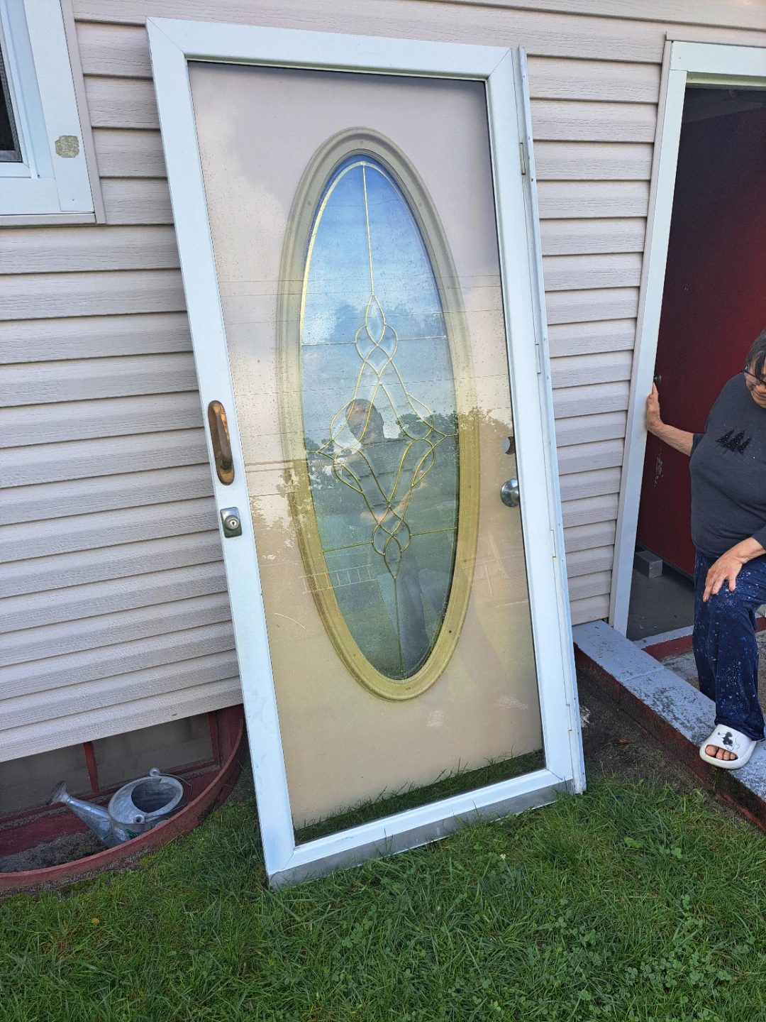 White Storm Door with Oval Glass Insert