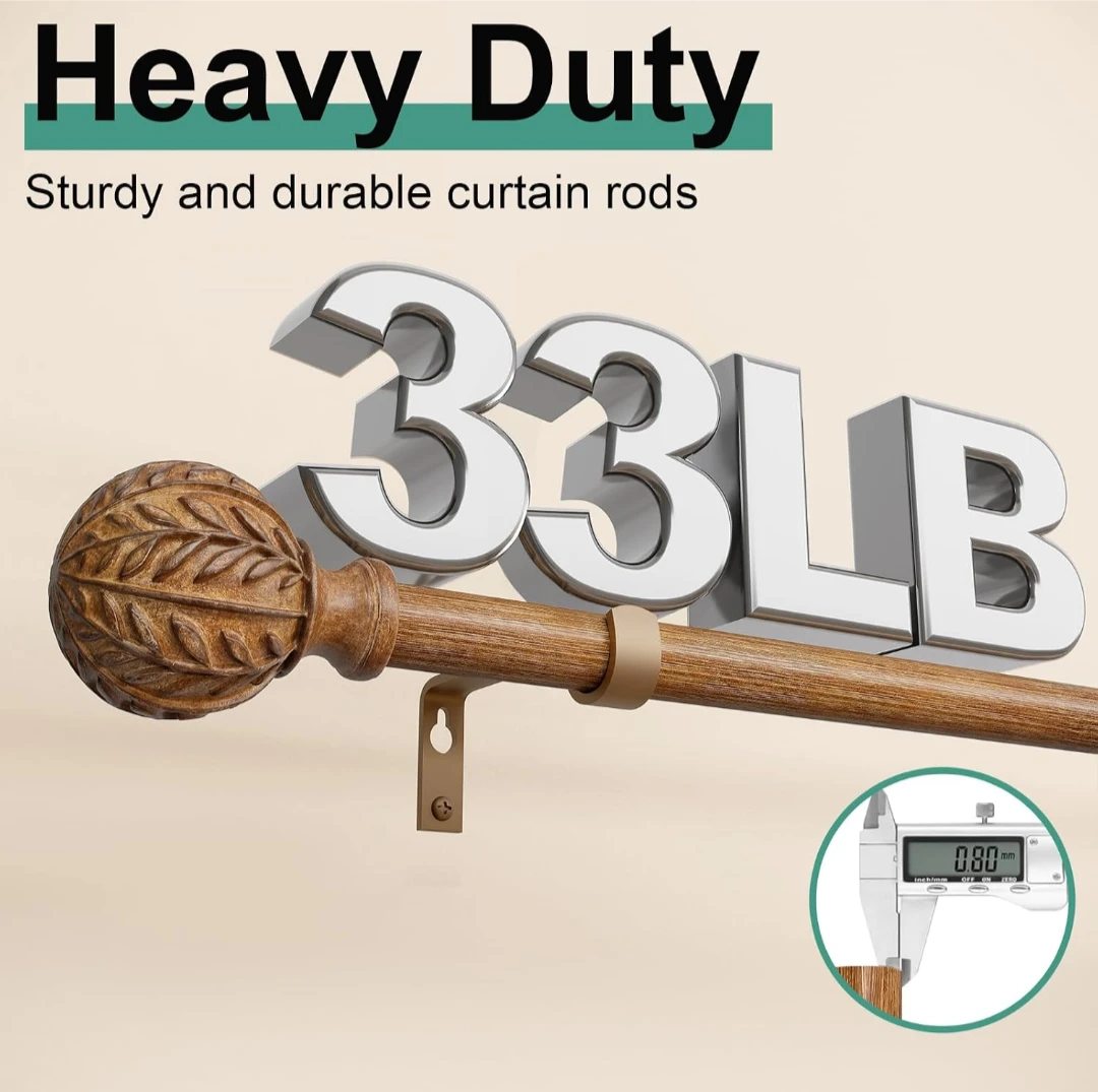 Adjustable Heavy Duty Curtain Rod Set - photo 3