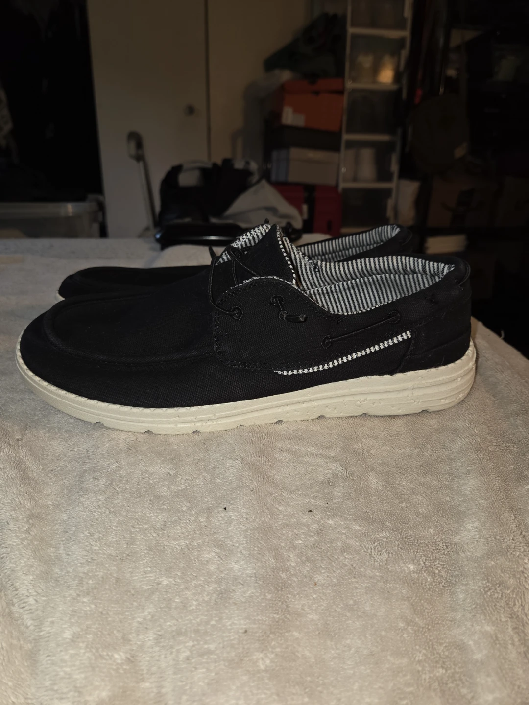 Bruno Marc Black & Striped-Lined Boat Shoes in a Men's 12 - photo 4