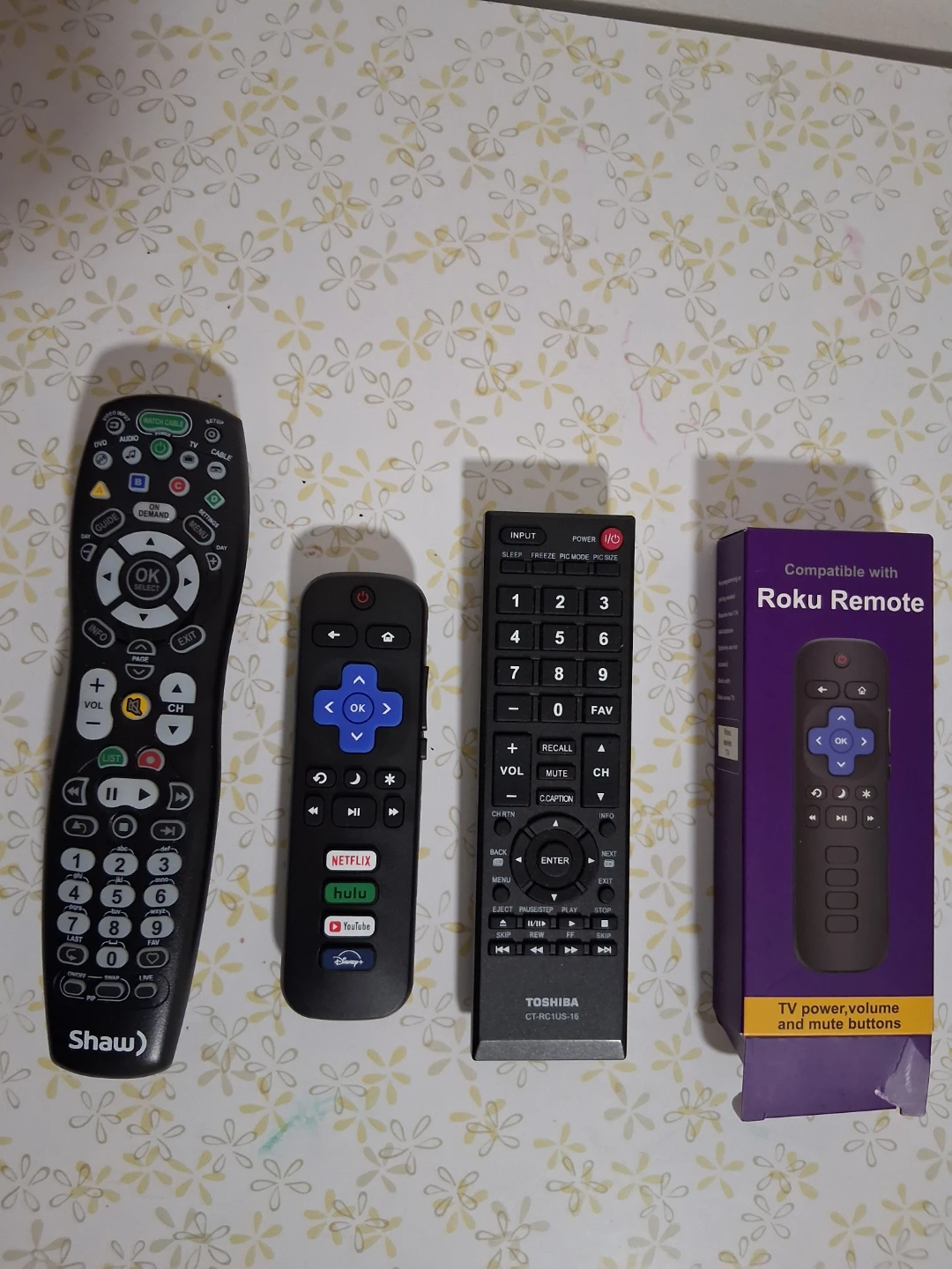 Assorted TV Remotes - Shaw, Toshiba, Roku, Philips