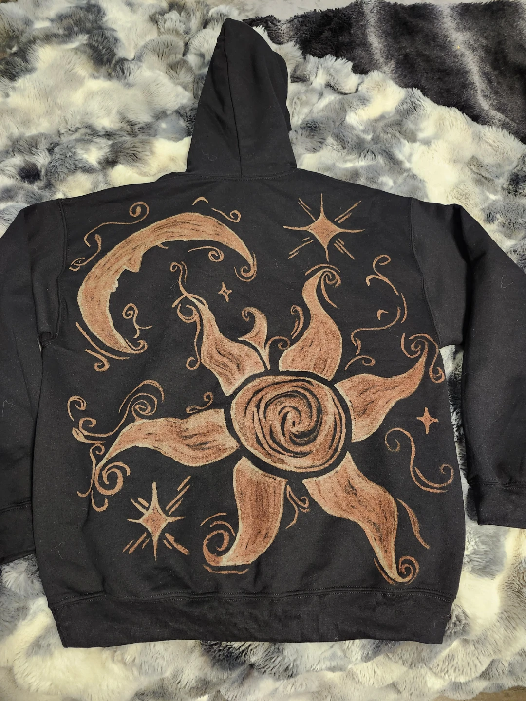 Black Celestial Print Hoodie