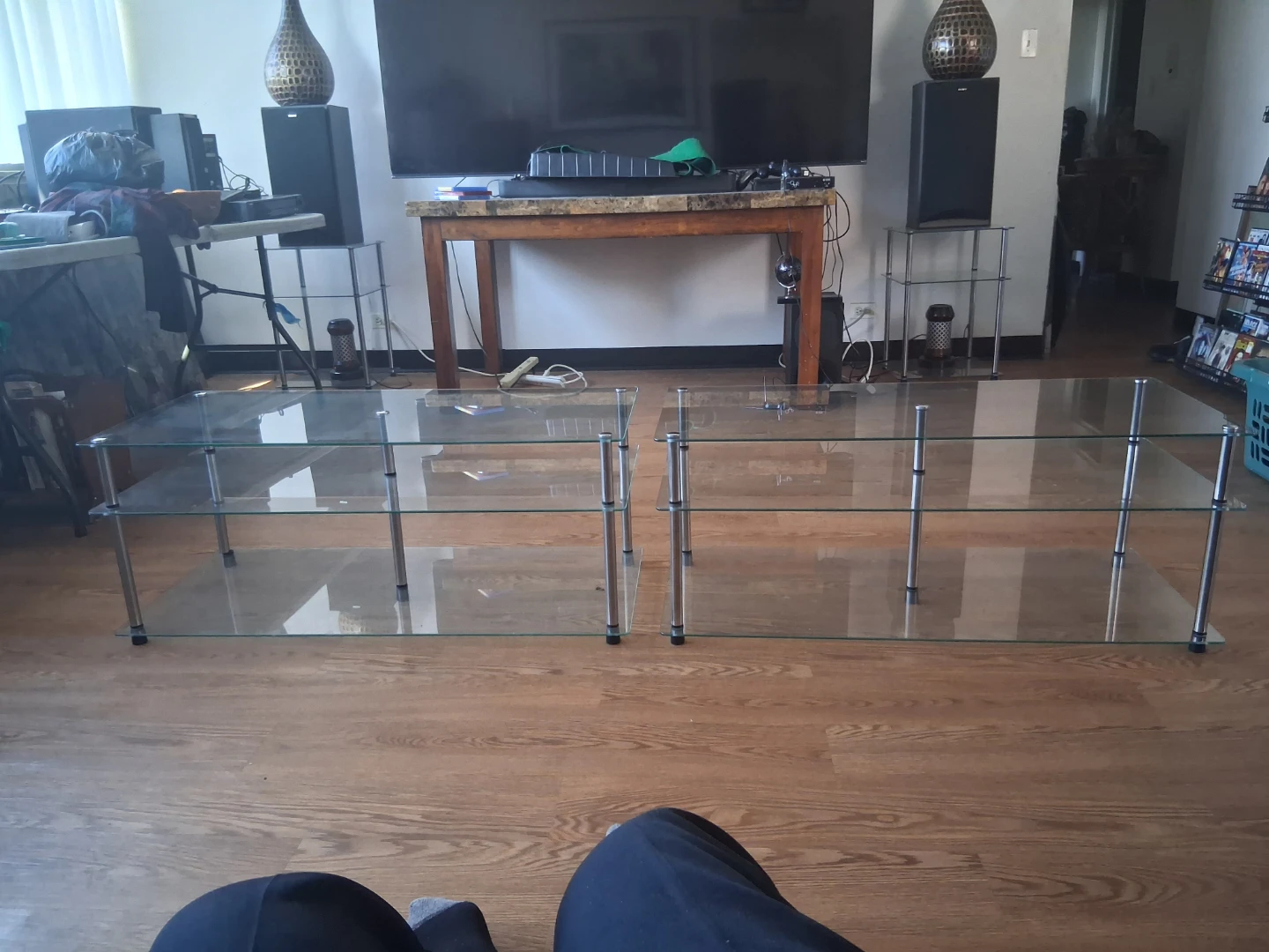 Set of Two Glass Media Consoles