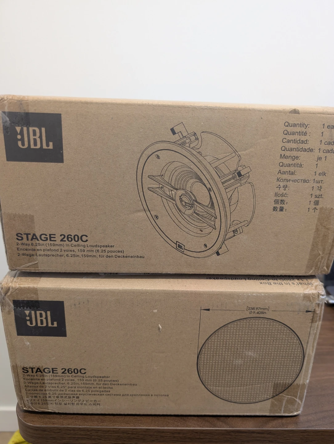 2 JBL 6.5" 260C in-ceiling speakers